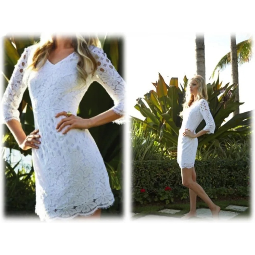 368.00 NWT LILLY PULITZER MACON DRESS RESORT WHITE WHITAKER LACE